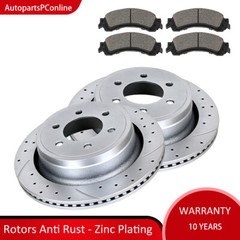Rear Drilled Slotted Brake Rotors Brake Pads Kit for 10-11 Ford F-150 Brakes Set