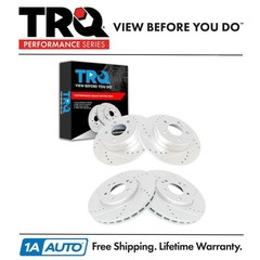 TRQ Front & Rear Performance Brake Rotor Drilled Slotted Zinc Coated Kit