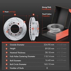 12x Drilled Brake Rotor Ceramic Brake Pad for Chevrolet GMC Hummer Front & Rear