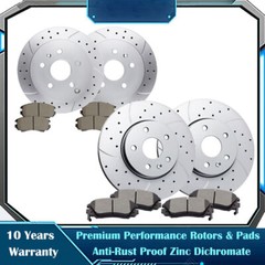 321mm Front Rear Drilled Discs Rotors & Brake Pads Kit for Chevy Equinox Terrain