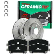 Rear Drill/Slot Rotors + Ceramic Copper Free Pads For Cadillac/Chevy/GMC 07-14