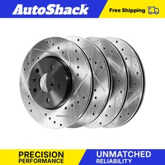 Front & Rear Drilled Slotted Brake Rotors Black Set of 4 for Chevy Equinox 2.4L