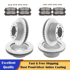 13.91 Inch Front and Rear Drilled Rotors Brake Pads Kits for Dodge Ram 1500 2500