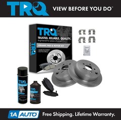 TRQ Rear Premium Posi Ceramic Brake Pad & Rotor Kit Left & Right w/Chemicals
