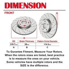 Front Drilled Discs Rotors & Ceramic Pads for 2009-2014 2016-2019 Nissan Maxima