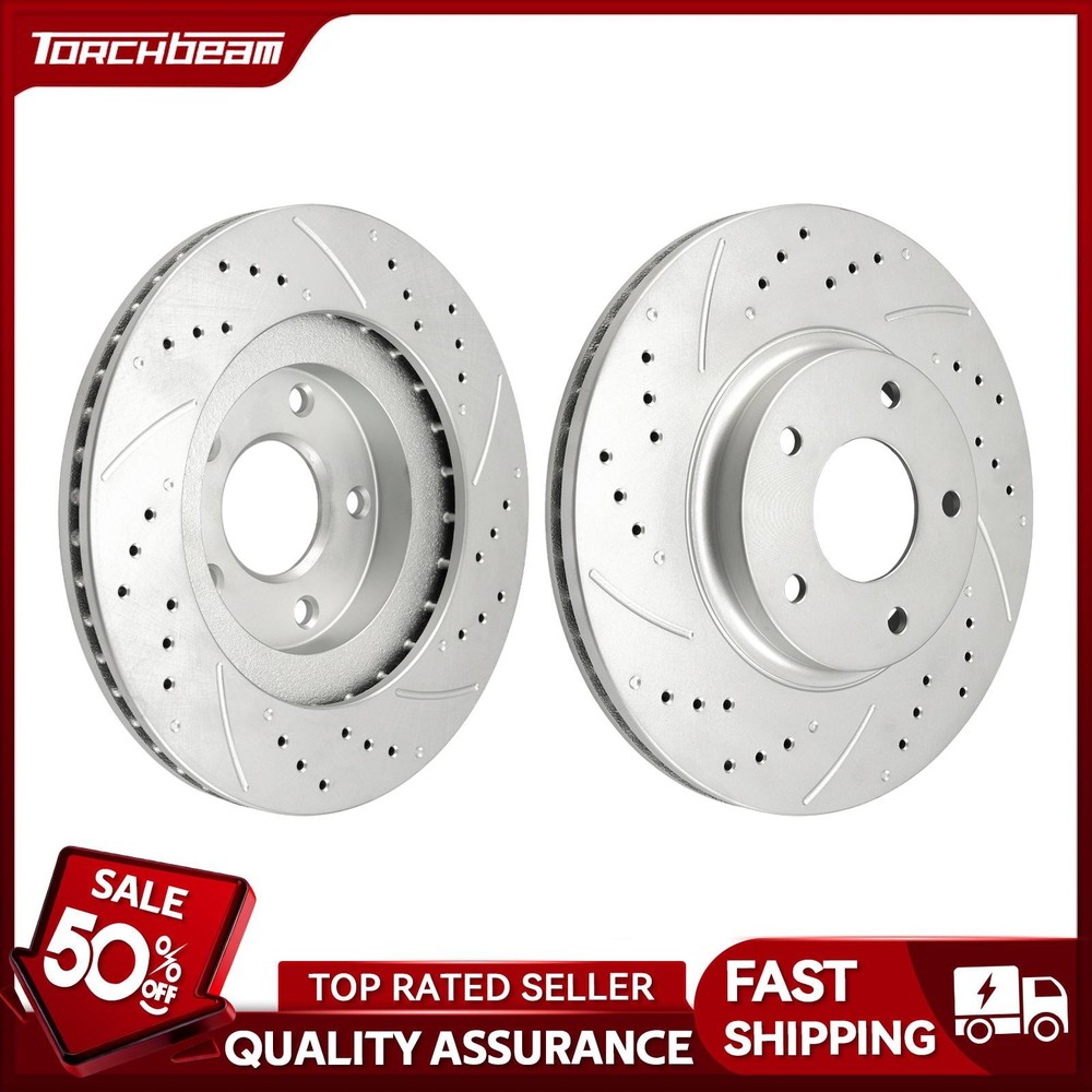 Pair Front Drilled Slotted Disc Brake Rotors For 2002-2003 Nissan Maxima 31306