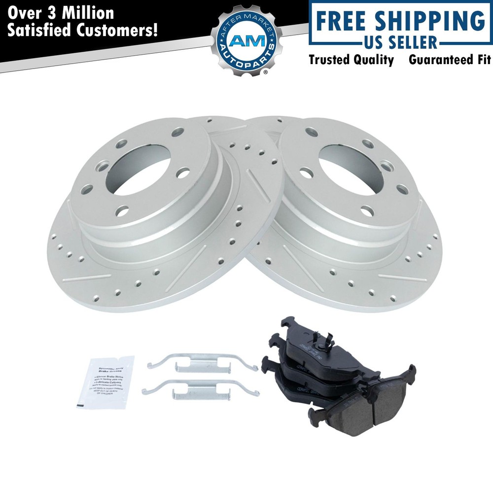 Rear Posi Ceramic Brake Pad & Performance Drilled Slotted Rotor Kit