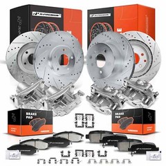 Drilled Rotors & Brake Pad + Brake Caliper Front & Rear for INFINITI EX37 EX35