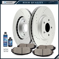 Front Drilled & Slotted Ceramic Brake Pads And Rotors For 2011-14 Honda Odyssey