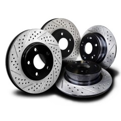 FOR060SSD Mustang 2.3L STD 3.7L STD 15-20 Brake Rotors Double Drill Diamond Slot