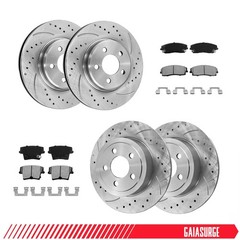 Front & Rear Drilled Slotted Rotors + Pads for Dodge Charger Challenger 300 V6