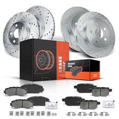 Front & Rear Drilled Rotor & Ceramic Brake Pad for Toyota Corolla Matrix Pontiac