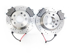 FOR AUDI Q7 VW TOUAREG PORSCHE CAYENNE FRONT REAR DRILLED BRAKE DISCS PADS 350mm