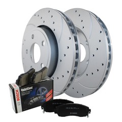 Front Brake Kit 330mm Drilled Disc Rotors Bosch Semi-Met Pads For Grand Cherokee