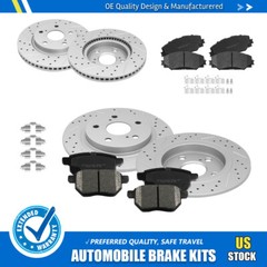 Front &Rear Drilled Disc Rotors + Ceramic Brake Pads for Scion XB 2008 2009-2015