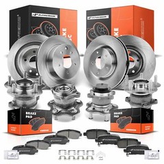A-Premium Front & Rear Disc Brake Rotor & Brake Pad+Hub Bearing for Nissan Rogue
