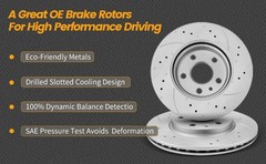 325mm Rear Drilled Rotors Brake Pad For 2002-2009 Chevy Trailblazer GMC Envoy