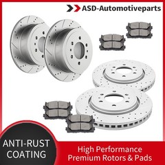 Front and Rear Drilled Slotted 6 Lugs Brake Rotor Pad Kits Fit 10-11 Ford F-150
