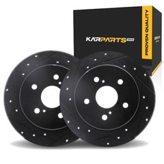 For Jaguar S-Type 2000 01 02 03 04 2005 Rotor Set | Black | Drilled And Slotted