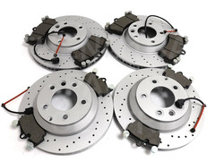 FOR AUDI Q7 VW TOUAREG PORSCHE CAYENNE FRONT REAR DRILLED BRAKE DISCS PADS WIRES