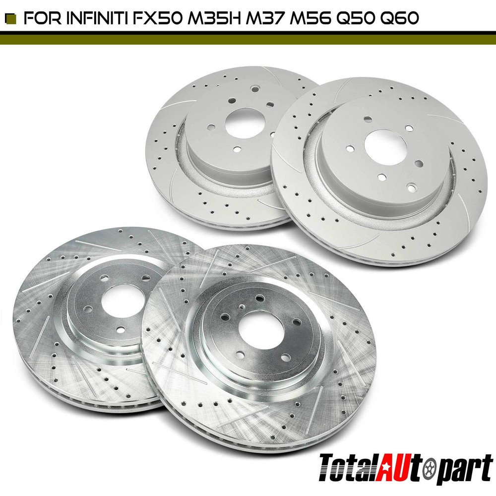 4x Drilled Brake Rotors for INFINITI Q60 2017-2020 Q70 FX50 M56 Q50 Front & Rear