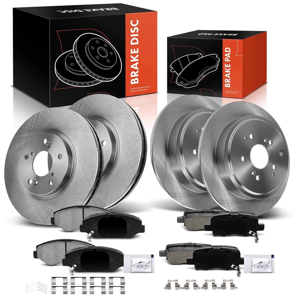 Front & Rear Disc Brake Rotors & Ceramic Pads for Honda Pilot 2003-2008 V6 3.5L