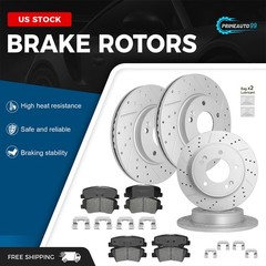 Front Rear Drilled Disc Brake Rotors Pads Kits for Hyundai Elantra GT Forte Koup