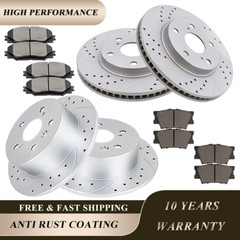275mm Front 281mm Rear Drilled Rotors Disc Brake Pads for 2006-2018 Toyota Rav4