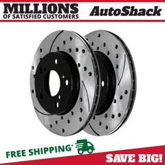 Front Drilled Slotted Brake Rotors Black Pair 2 for Honda CR-V Acura RDX 2.4L