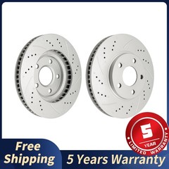 Front Drilled Slotted Coated Brake Rotors Set For LeSabre Impala DeVille 55034