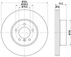 Hella Brake Disc Set Front 54226PRO 324mm x 30mm 05/06 x 120mm For BMW 5 OEM