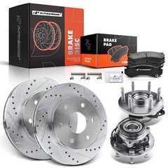 8pcs Front Drilled Rotor & Pads + Hub Bearing for Chevrolet Silverado GMC Sierra