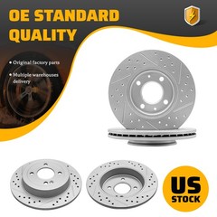 Front Rear DISC Brakes Drilled Brake Rotors for 2012-2017 Hyundai Accent Kia Rio