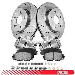 Front Drilled Slotted Rotors Calipers Brake Pad for 12-17 Toyota RAV4 Prius V