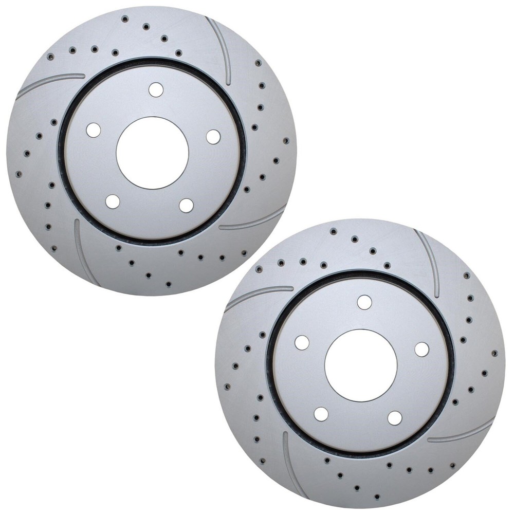 Bison Performance Set Front Drilled 302mm Brake Rotors for Chrysler Dodge Ram VW