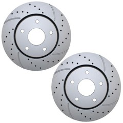Bison Performance Set Front Drilled 302mm Brake Rotors for Chrysler Dodge Ram VW