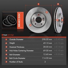 Disc Brake Rotors for Hyundai Santa Fe 2007-2009 V6 2.7L 3.3L Front Left & Right