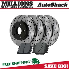 Front & Rear Drilled Slotted Brake Rotors Black & Pads for 2005-2010 Scion tC