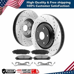 Front Drilled Rotors Brake Pads for Jeep Grand Cherokee Dodge Durango 2011-2020