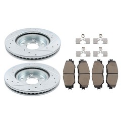Labwork Front Drilled Rotor & Brake Pad For Toyota Prius V 2012-2017 L4 1.8L