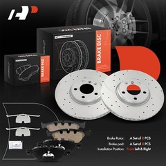 Front Drilled Brake Rotor & Ceramic Brake Pads for BMW 528i 535i GT 550i 740Li