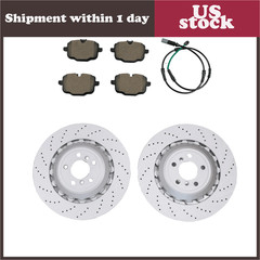 NEW For BMW F06 F10 F13 M5 Set of Rear Vented & Drilled Disc Brake Pads & Rotors