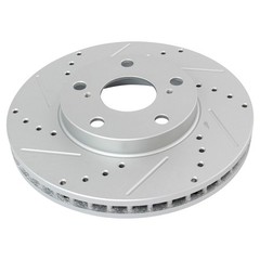 TRQ Performance Brake Rotor Drilled & Slotted Front Coated Pair for Toyota