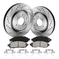 Front Rear Drilled Rotors + Brake Pads for Nissan Frontier Xterra Suzuki Equator