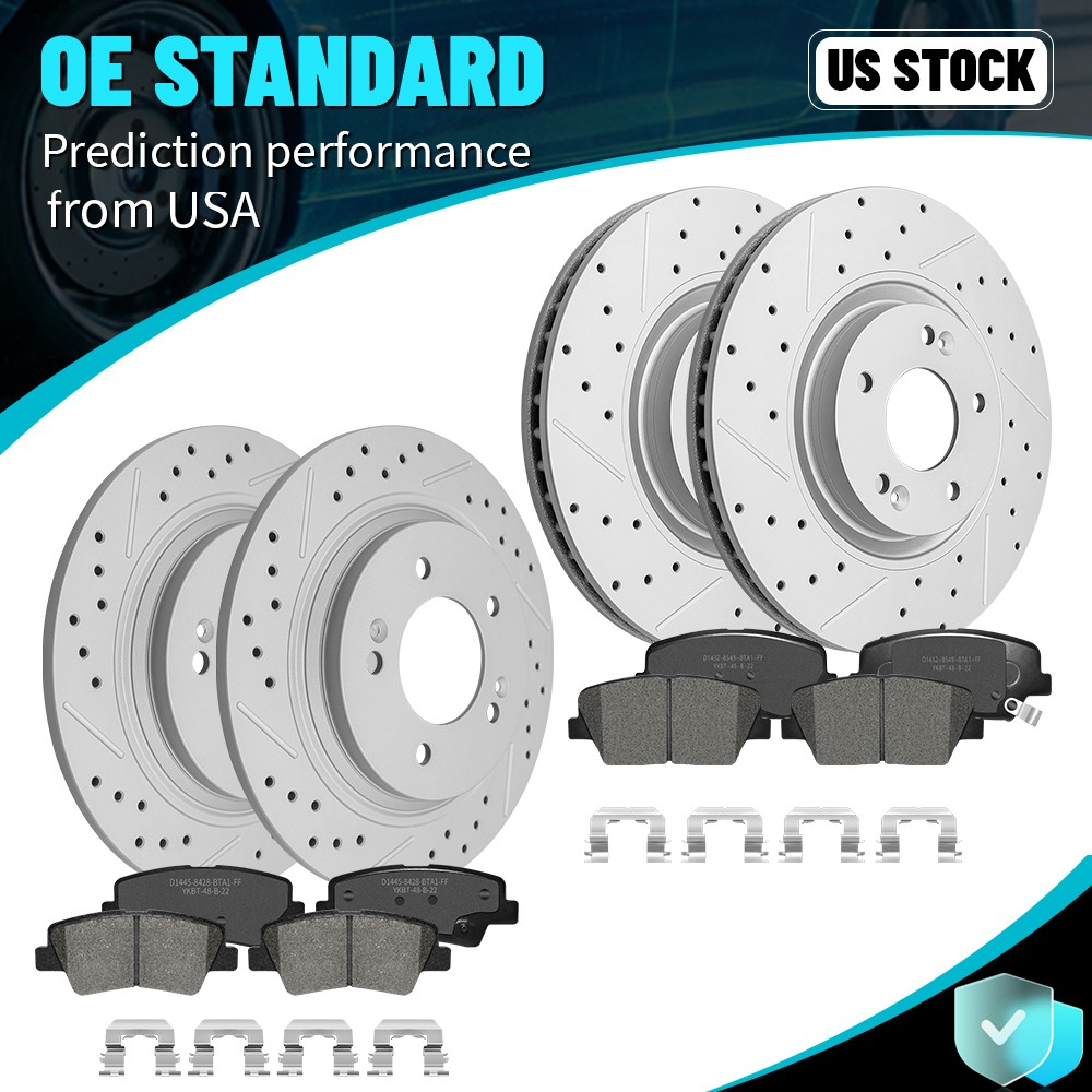 Front Rear Disc Rotors + Ceramic Brake Pads For Hyundai Azera 2016 2017 Limited