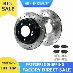 259mm Rear Drilled Slotted Rotors Brake Ceramic Pads fit Toyota Prius Prime 2017