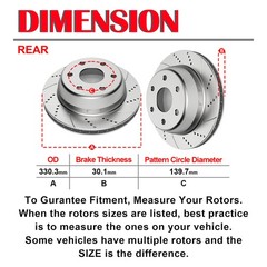 330mm Rear Disc Rotor Brake Pads for Chevy Tahoe Silverado Avalanche Sierra 1500