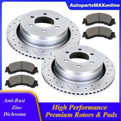 Rear Slotted Rotors Brake Pads Discs Brakes Kit Fit Ford F-150 Lincoln Mark LT