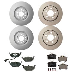 Hella Front And Rear Vented Rotor Low-Met Disc Brake Pad Kit for Jetta AWP 2005