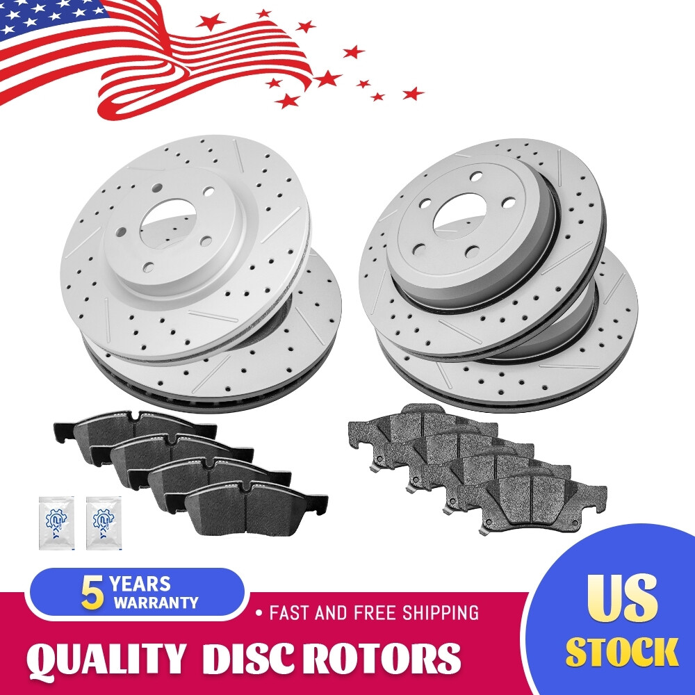 Front Rear Drilled Disc Rotors Brake Pad for Dodge Durango Jeep Grand Cherokee